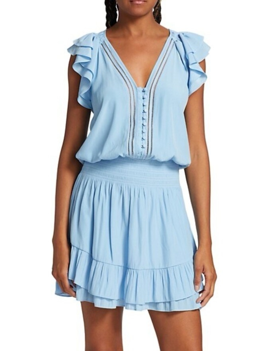 Ramy Brook Light Blue Ruffle Mini Dress